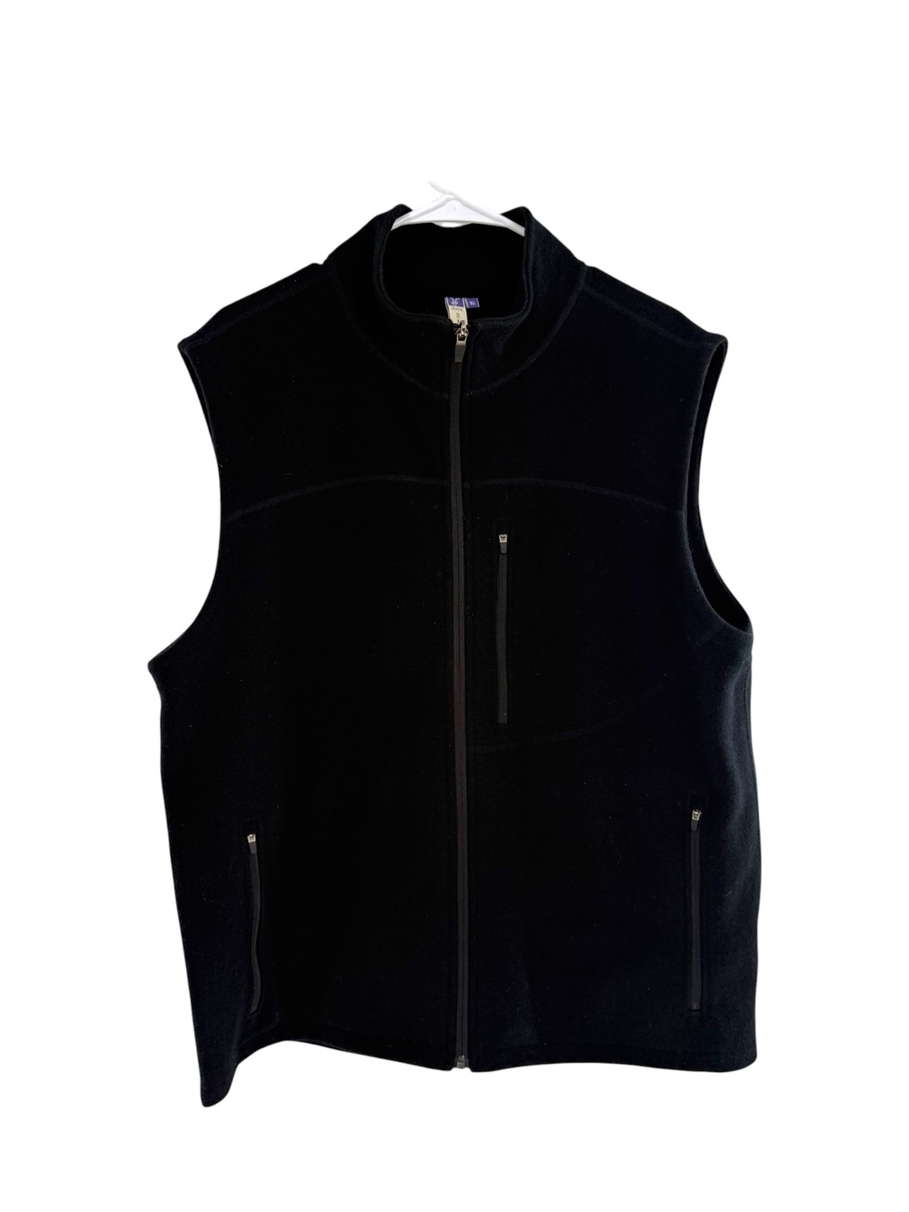 Ibex Vest Mens XL Black Merino Wool Full Zip Pockets USA Made Scout Jura